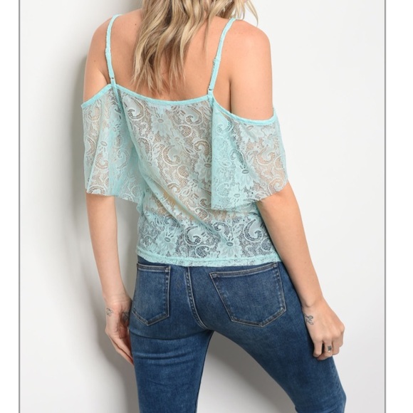 Sale! Light Blue lace top. Stylish and flirty - Picture 2 of 5